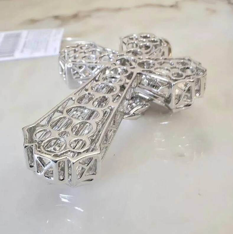 Золотая подвеска крест с бриллиантами 2,18 ct-12