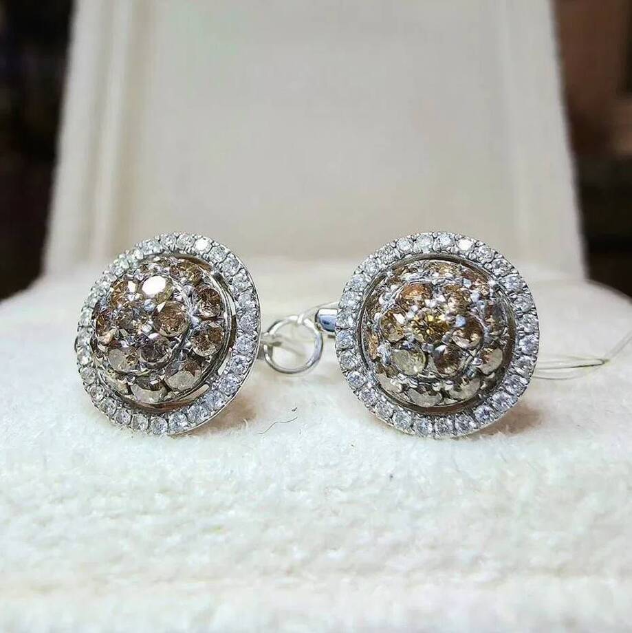 Золотые серьги с бриллиантами 1,1 ct-2