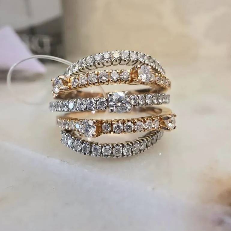 Damiani кольцо с бриллиантами оригинал, золотое-13