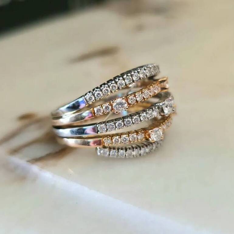 Damiani кольцо с бриллиантами оригинал, золотое-14